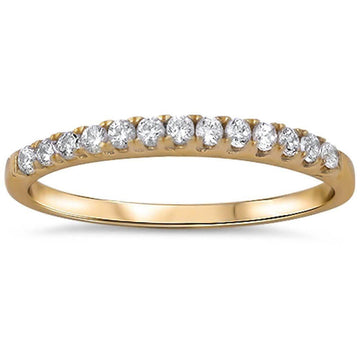 Half Eternity Wedding Band Ring Round Yellow Tone, Simulated CZ 925 Sterling Silver